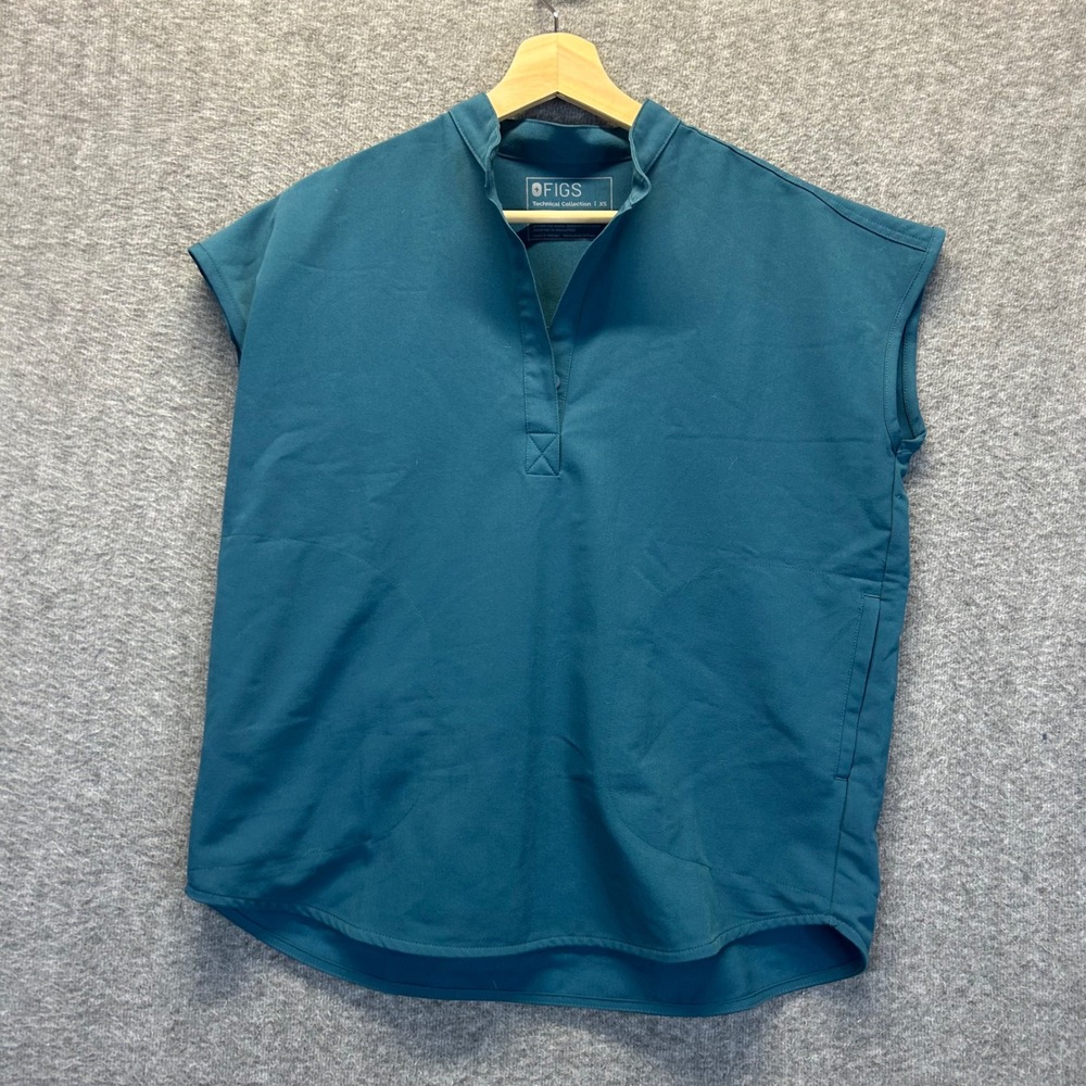 FIGS Rafaela Scrub Top Teal Blue Technical Collection WXXSW1003 Womens XS